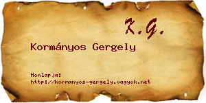 Kormányos Gergely névjegykártya
